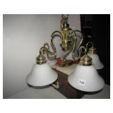 FIVE ARM CHANDELIER ONE SHADE CHIPPED