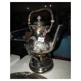 TEA POT WITH HOLDER & STERNO, COVERED SERVING