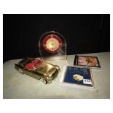 BULOVA QUARTZ CLOCK, MODEAL CAR (METAL AND