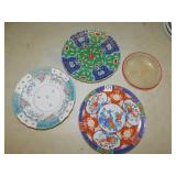 HAND PAINTED BOWL, GLASS BOWL WITH ENGRAVED