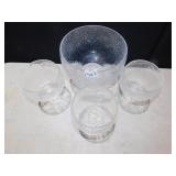 GLASS BOWL AND 11 GLASSES