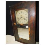 SHELF CLOCK W/ MIRRORED FRONT, VENEER TOUCH UP ON