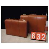 VINTAGE VERY CLEAN LEATHER 2 PIECE LUGGAGE SET BY