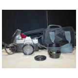 MINOLTA SRT101 50MM WITH CASE; CAMERA BAG; LENS