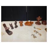 PEDESTALS, WOODEN BUDHA & FACE 5" H, CANDLE