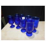 8 PEDESTAL COBALT GLASSES