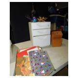 STORAGE BIN 3 DRAER, GLASS EGG, LAMP, GIFT CARDS
