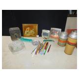 BANK, ALARM CLOCK, CRYSTAL BOWL, WENDELL AUGUST