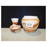TWO NEMADJI POTTERY VASES 3.5" & 4"