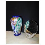10" MEXICO VASE AND SILVERPLATE MIRROR