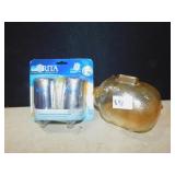 PIGGY BANK CARNIVAL GLASS, BRITA FILTERS,