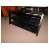 BLACK LIKE NEW 3 SHELF TV STAND 21.5 H X 48" W X