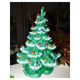 CERAMIC GREEN LIGHT UP 2 PC. CHRISTMAS TREE