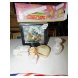 CAPELLO CLOCK, 2 MARBLE BOXES, PERFUME W/ STOPPER