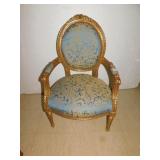 ELEGANT CARVED GOLD ARMCHAIR 39" H X 24" WIDE