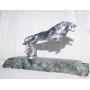 JAGUAR HOOD ORNAMENT W/ MARBLE BASE SIGNED C BRAU