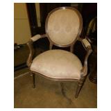 UPHOLSTERED ARM CHAIR CARVED LEGS LIKE NEW