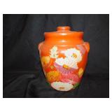 HAND PAINTED COOKIE JAR, DECANTER, PITCHER