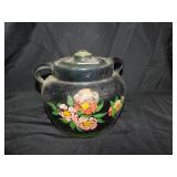 JAR HAND PAINTED WITH LID.