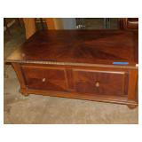 BURLED WOOD COFFEE TABLE  50" W X 31" D