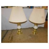 TWO MATCHING LAMPS WITH CREAM COLOR SHADES