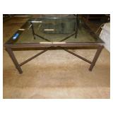 MODERN SQUARE GLASS TOP COFFEE TABLE 19 " H X 39"