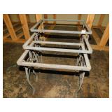 SET OF 3 CAST IRON TABLES NO GLASS .