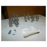 METAL CHESS PIECES MISSING 2 PIECES .