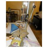 DRILL STAND, SCREWS, NAILS, HATS, ETC.