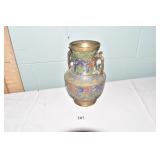 BRASS VASE ORNATE AND COLORFUL