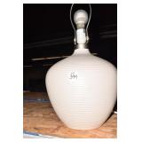 WHITE LAMP- SHADE DENTED .