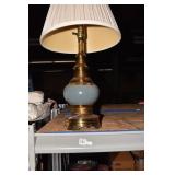 BRASS LAMP W/ SHADE .