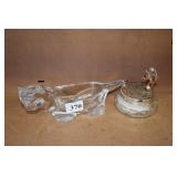 ETCHED CRYSTAL COVERED BOX W/ CHERUB, CAT OPEN