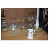VASES, FOSTORIA DISHES, MILKGLASS VASE