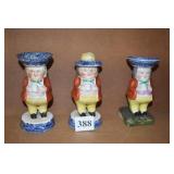 TWO GERMAN 6.5" H SHAKER & FIGURE W/ DISH ON TOP