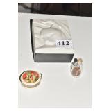 CAT TAPE MEASURE, PENNY IN BOTTLE, CAT BOX