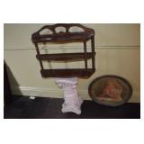 SMALL PILLAR, WALL SHELF RUSTY TRAY.