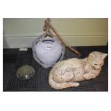 HANGING CERAMIC POT, CAT, COASTERS.