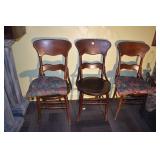 THREE MATCHING CHAIR 2 CUSHIONS SEATS GOOD COND.