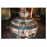 STAINED GLASS SHADE HAS DAMAGE AREA .