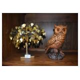 MONEY TREE AND CERAMIC OWL.