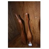 PAIR TEAK WOOD BIRDS .