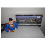 SUPERMAN BANK AND PUZZLE SEALED NO PLUG ON BANK.