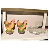 CHALK ROOSTER BANKS, IRIS BOWL, ETC. .