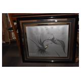 UNUSUAL PRINT W/ MIRROR EDGE FRAME.