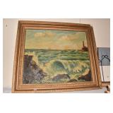 PAINTED ON CANVAS OCEAN SCENE.