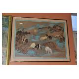 FRAMED ANIMAL GRAZING PRINT.