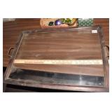 TEACART TRAY GLASS W/ WOOD.