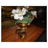 BRASS BOOKENDS AND BRASS PLANTER