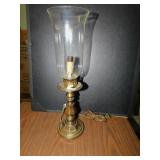 BRASS LAMP W/ GLASS SHADE